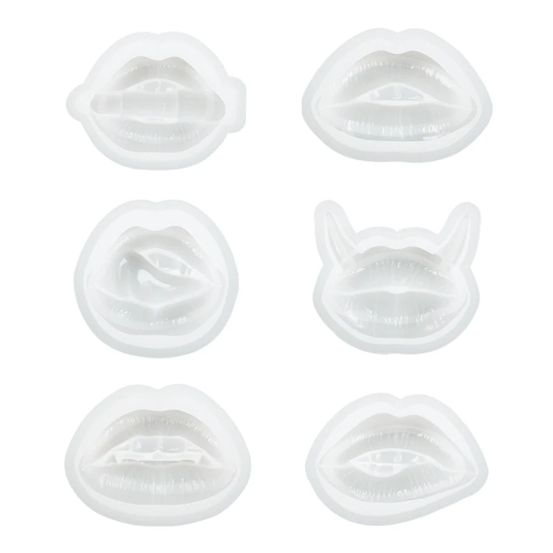 

Формы из смолы 6 шт., силиконовая форма 3D для губ и эпоксидной смолы, литье поделок «сделай сам», изготовление брелоков, украшения, украшения, белые