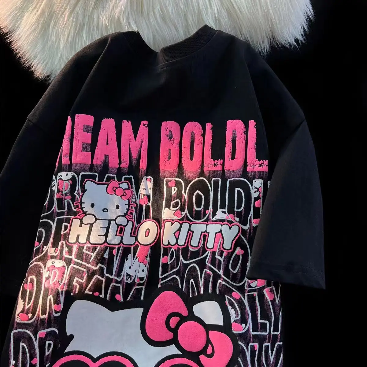 Женская свободная дышащая футболка летняя одежда с коротким рукавом в стиле