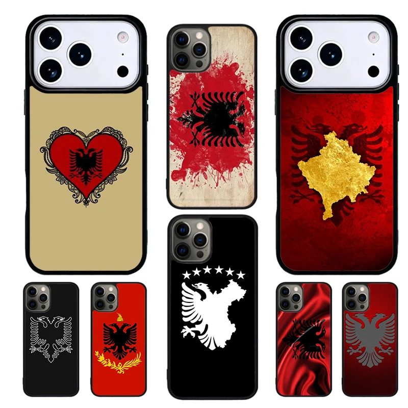 Фото Чехол для телефона с флагом Албании для iPhone 17, 16, 15, 14, 13, 12, 11 Pro Max Plus, 16E, 17 Air, мягкий чехол №1
