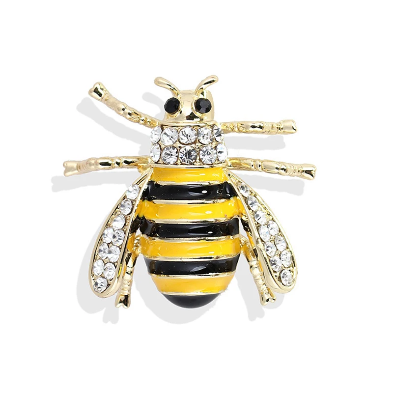 

Novelty Womens Honey Bee on Daisy Flower Brooch Pin Cute Gold Tone Enamel Crystal Little Bee Brooches Lover Accessories Gift