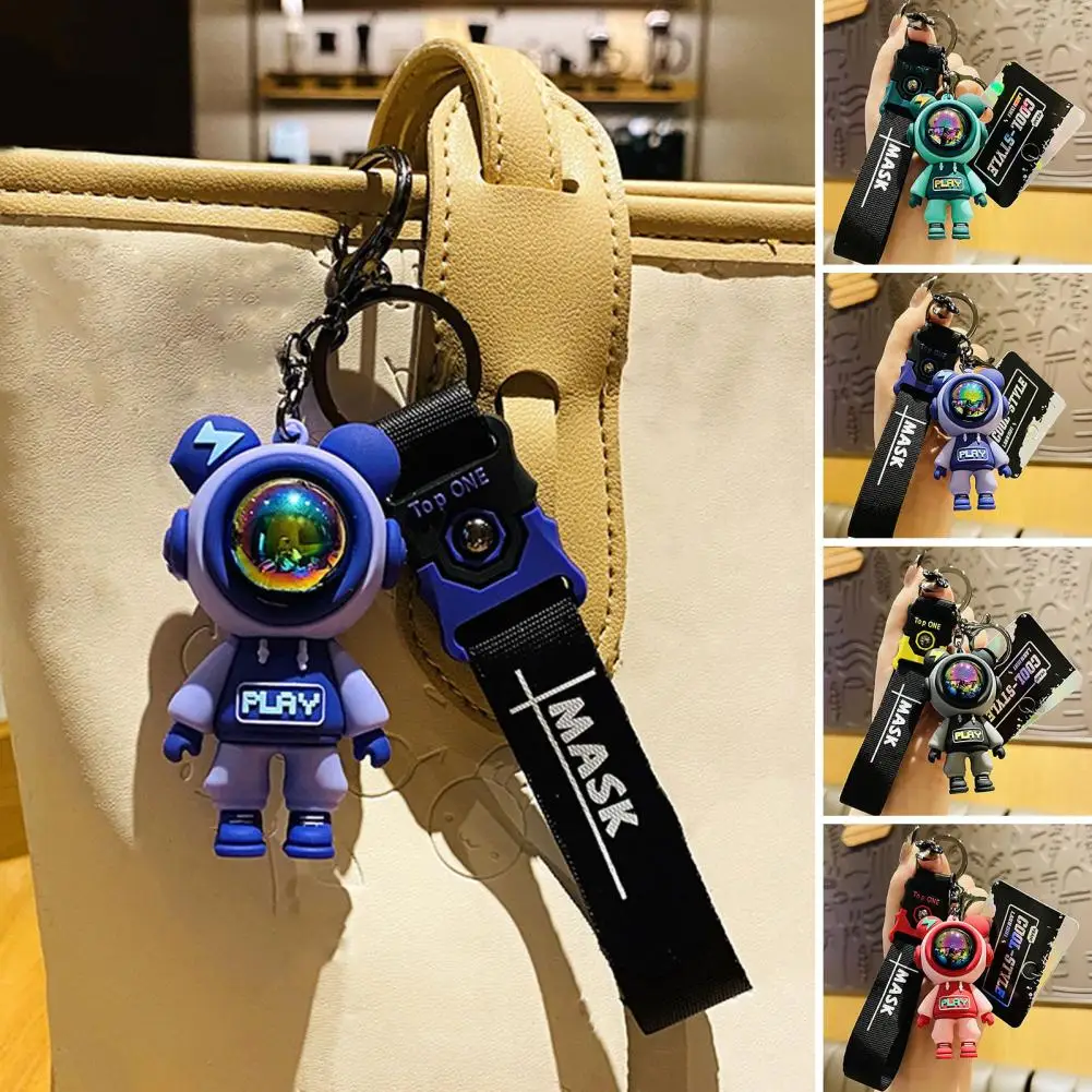 

Keychain Cartoon Fade-resistant Multiple Use Unfading Bag Decor Easy-carrying Cute Astronaut Bear Doll Keyring Bag Accessory