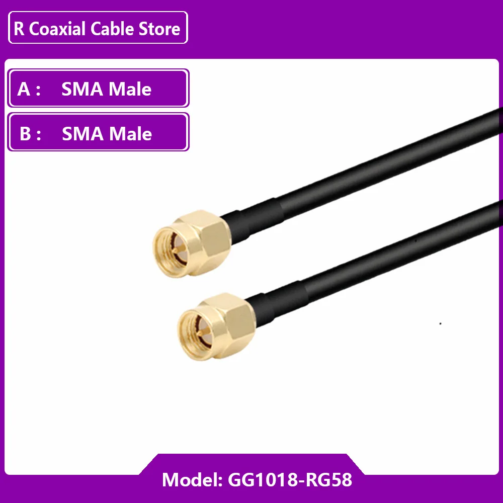

RF коаксиальный кабель RG58 SMA male to SMA male 50 Ом 20 см