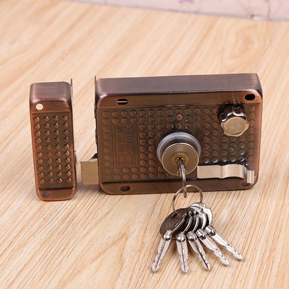 

Apartment Lock Door Security Bolt Vintage Knob Anti-theft Deadbolt Gate Latch Copper Double Cylinder