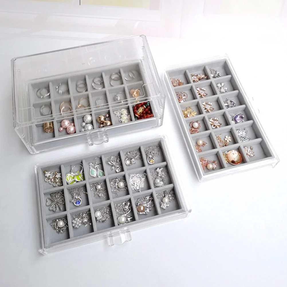 Drawer Acrylic Organizer Earring Jewelry Box Holder Storage Layer Ring Boxesmultiple Rings Dresserclear 