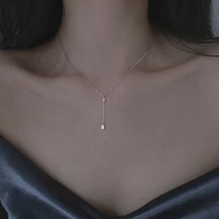 new design shiny zircon chain necklace square bright zircon pendant for women girl summer fashion jewelry