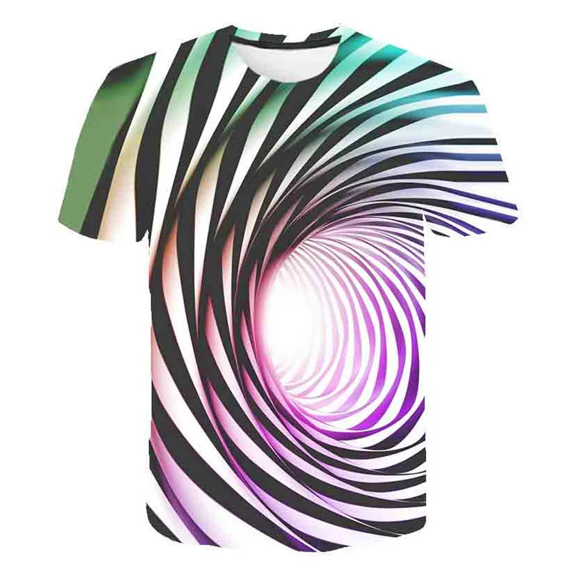 

New Boy Harajuku Vortexe T-Shirt Kids TShirts Baby Gilr Casual Short Sleeves Print T-shirt Optical Illusion Summer Children Tops