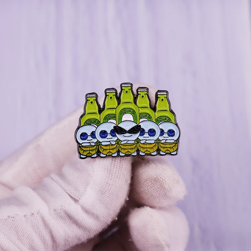 

Squirtle-Squad Beer Enamel Pin Cute Po&kemonnns Brooch Cartoon Kawaii Tortoise Badge Fashion Jewelry Decoration