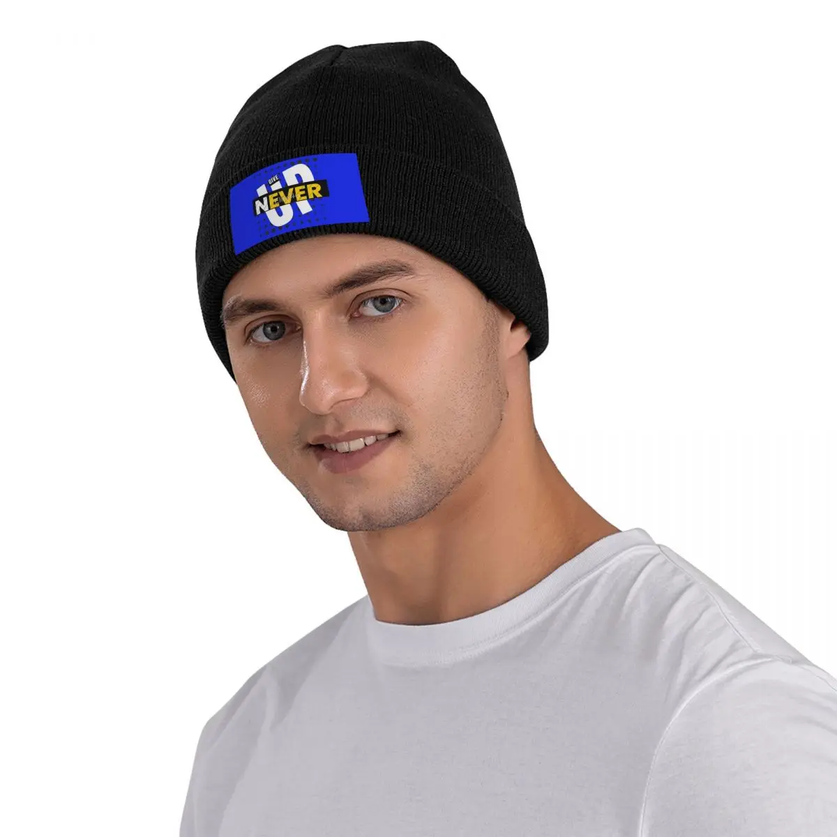 

Never Give Up Knitted Hat Velvet Applique For Winter Mother's Day Gift