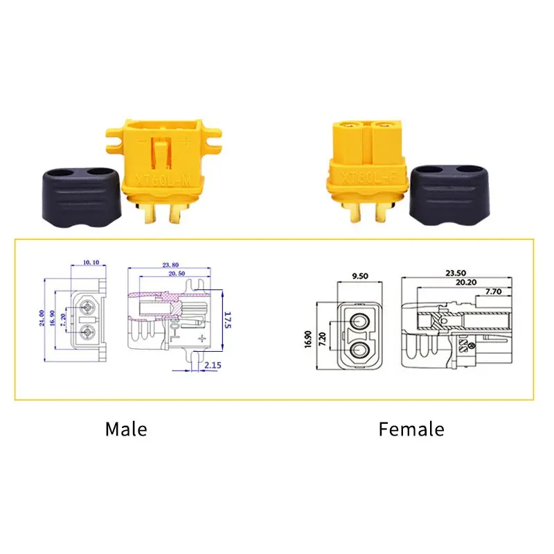 10 шт. XT60L 2-контактный блок питания для аккумуляторов Erminal Male Famle адаптер