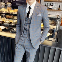 jacketvestpants mens suit 2022 new fashion plaid slim mens suit groom dress elegant suit suit man wedding suit