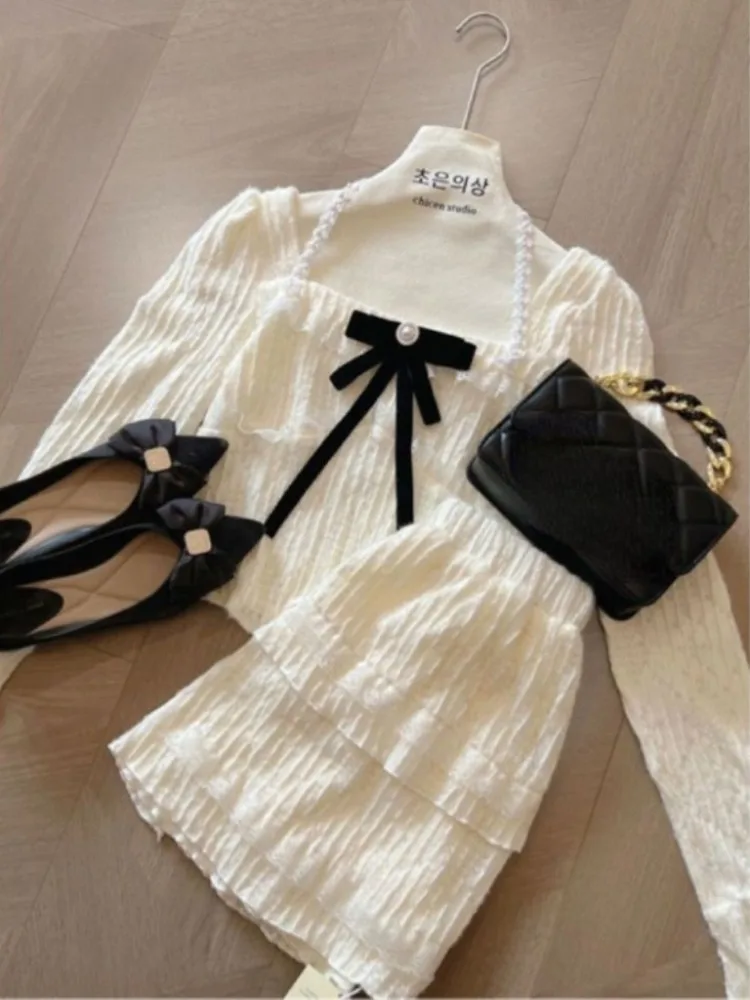 Женский комплект из двух предметов топ с квадратным вырезом и длинным рукавом