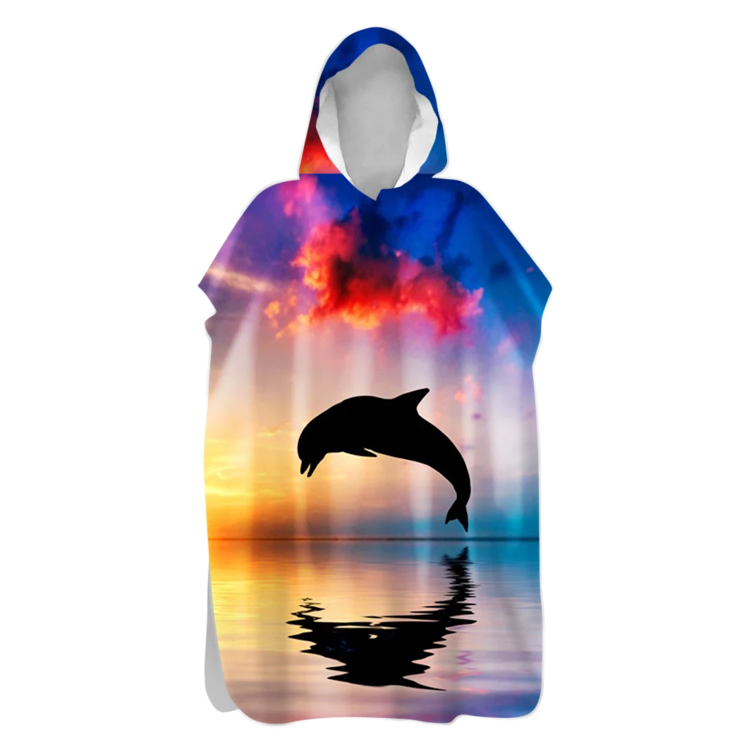 

Sea Dolphin Whale Shark Penguin Jellyfish Sand Free Hooded Poncho Towel Surfing Swim Beach Changing Robe Holiday Birthday Gift
