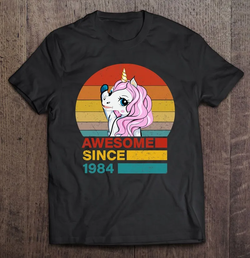

Unicorn Birthday Awesome Since 1984 38 Years Old Birthday Gift T Shirt Men's Shirt Clothes Men Top T Shirt For Men Clothes Men