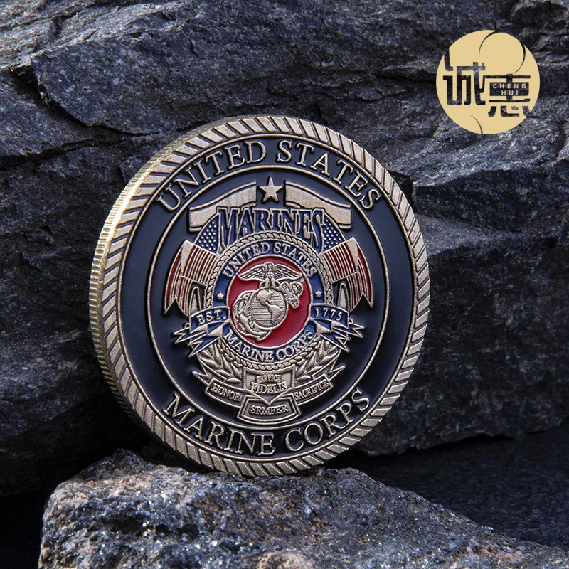 

American commemorative coin Marine devil dog gold coin zodiac dog coin military metal badge lucky coin coin collectible
