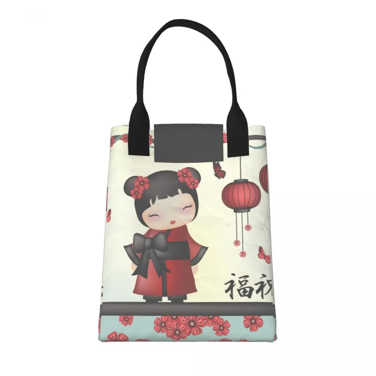 Фото Изолированные пакеты для обедов Kaiko The Kokeshi Doll Bless, пакеты для пищевых контейнеров, многоразовый бумажный охладитель, термальный контейнер для еды для путешествий №1