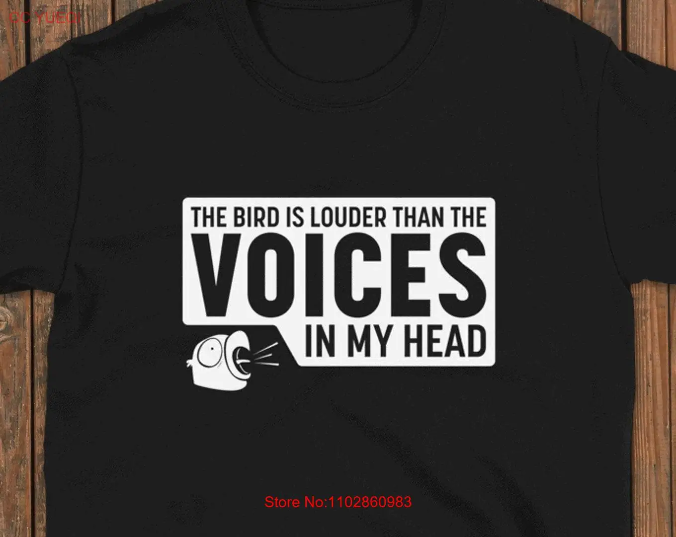 Птица громкая чем голосы в моей головой. Забавная футболка с длинными или