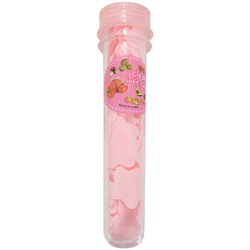 

Дорожное ароматизированное мыло, ванночка для мытья рук, бумажная трубка, портативное лепестковое мыло в форме цветка, фруктовый запах, слу...