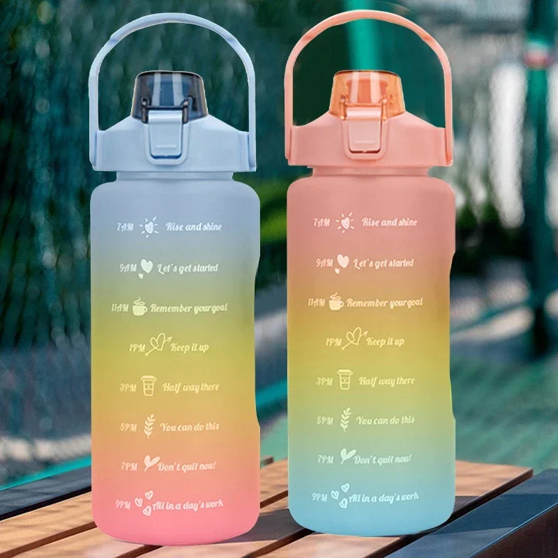 

Marker Time Sports Outdoor Drinkware Drinking Frosted Bottle Liters Large-capacity 2 Bottle With Cup Leak-proof Stickers Water