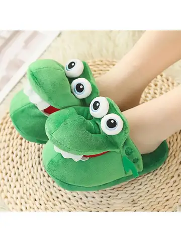 Домашняя обувь с героями мультфильмов на плюшевой противотуманной обуви, теплая для мужчин и девочек, пол