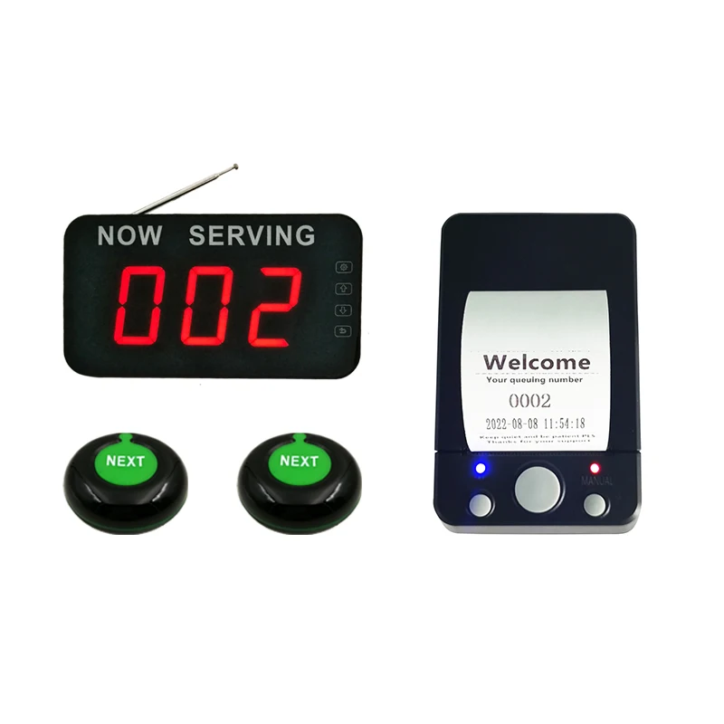 

433,92 МГц, полное оборудование, поворотный термальный принтер, пейджер для вызовов, беспроводной зуммер, система очереди