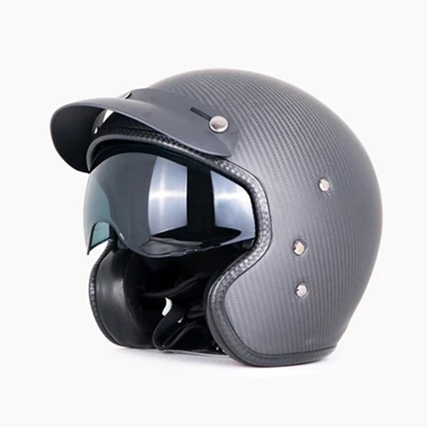 

High Strength Carbon Fiber Classic Retro 3/4 and 1/2 Helmet, For Harley Motorcycle Cruising Motorcycle Protection Helmet