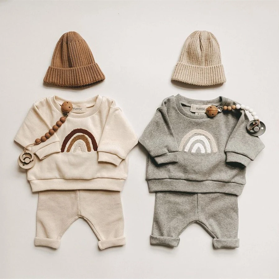 

2022 Spring Baby Boys Clothes Cute Organic Cotton Sets Girls Long Sleeve Casual Sweatshirt+Pants 2pcs Kids Clothes Sports Suit