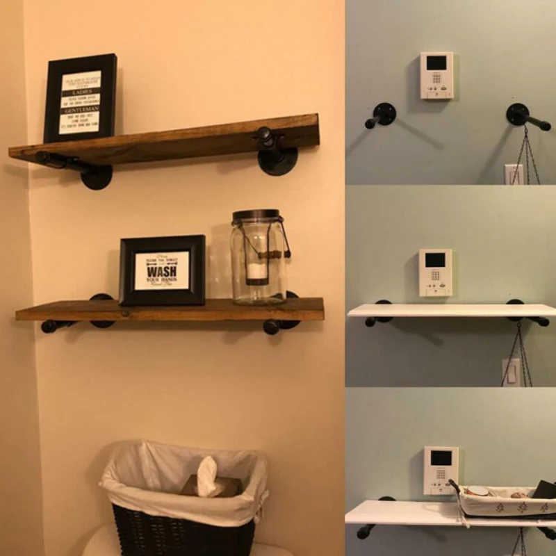 

Book Shelving Brackets Industrial Pipe Display Wall Mount Woodworking Furniture Steampunk Shelf Storage Holder