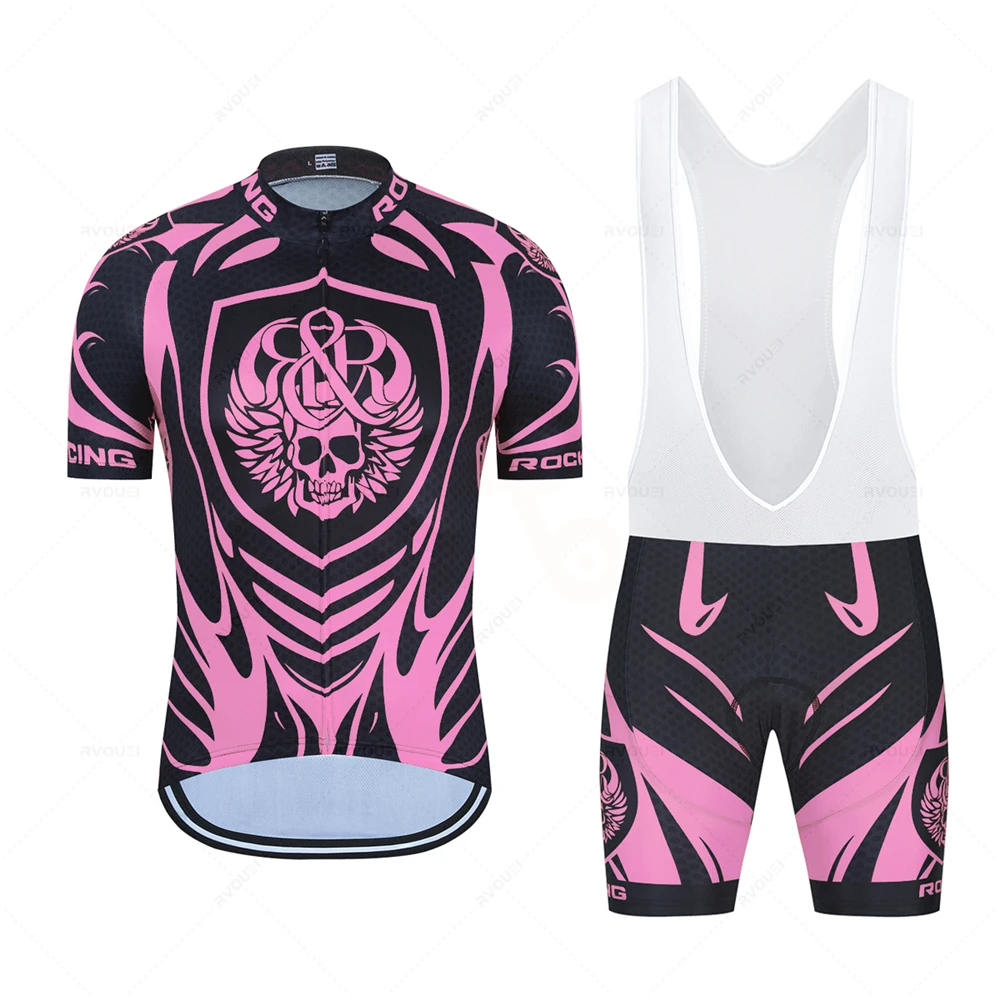 

New Rock Racing Cycling Jersey 2022 Men Short Sleeve Ciclismo Hombre Set Mountain Cycle Clothing MTB Maillot Bib Pants 19D Pad