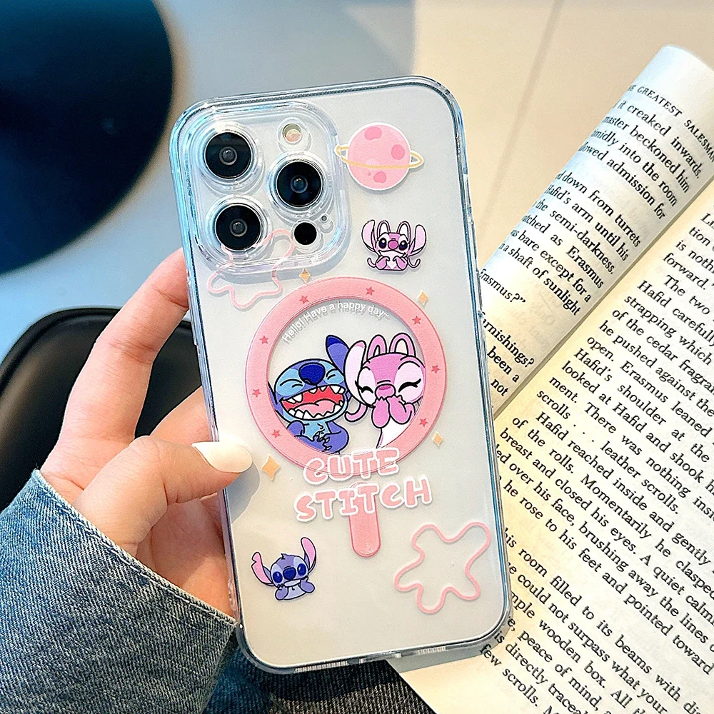 Милый мультяшный магнитный чехол для телефона S-Stitch and Chip &amp Dale Magsafe iPhone 16 15 14 13 12 11 8