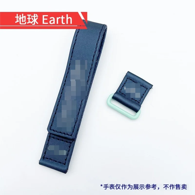 For Swatch Omega Co Branded Super Overlord Moonswatch 20mm NATO Leather Reverse Buckle Hook Loop Watch Strap Chain Bracelet Band