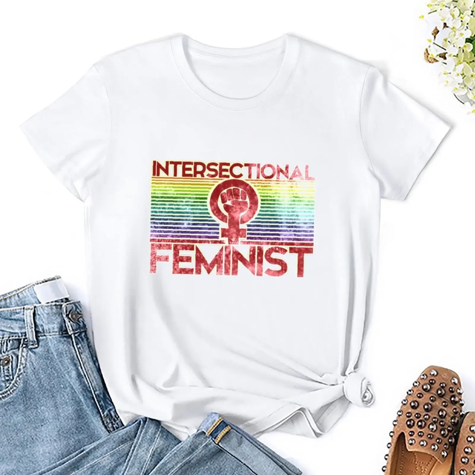 Винтажная пересекционная феминистская футболка женская одежда рубашка с