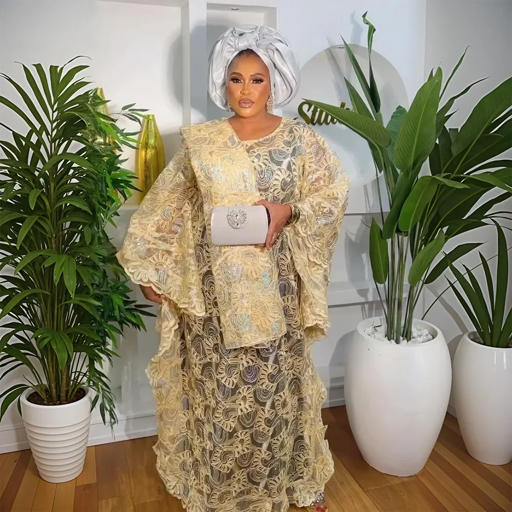 Элегантные африканские платья для женщин традиционное кружевное платье Дашики