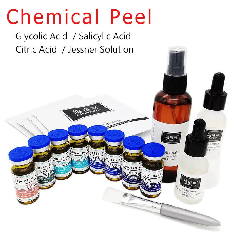 

Glycolic Acid Chemical Peel 10 20 70 Salicylic Acid Citric Acid Jessner Solution 10ml Acne Treatment AHA Peel for face At home