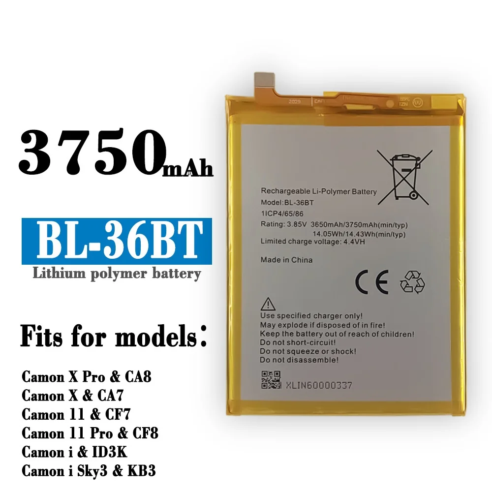 

Applicable Tone Tecno CF7 / 8 CA7 / 8 CAMON11 / 11PRO / X / I Mobile BL-36BT Battery