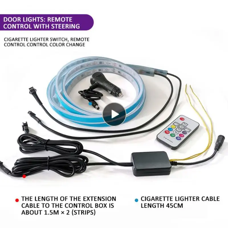 

Remote Control Car Door Flow Light Universal Colorful Car Led Dazzling Flow Light Durable Super Dazzling Car Supplies Practical