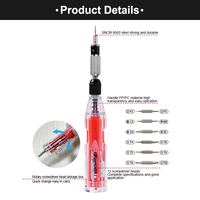 

TOPFORZA 12 In 1 Pen Type Maintenance Precision Screwdriver Instrument Set Repair Hand Tools Bit Maintenance Screwdrivers Kit