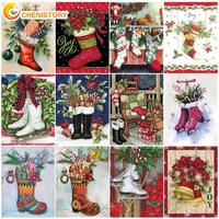 chenistory 60x75cm diy paint by numbers christmas socks oil painting by numbers on canvas frameless wall art digital painting gi