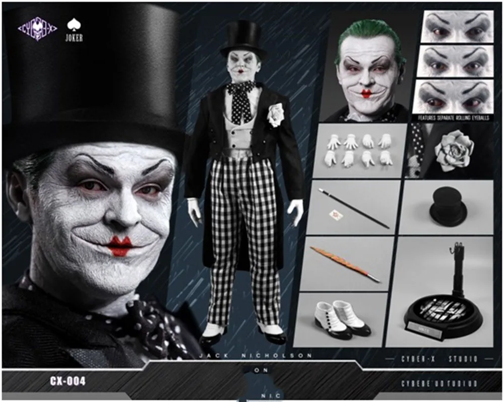 

CYBER-Xstudio CX004 Scale 1/6 Mime Joker Clown Poker Nicholson The Man Of Bat Full Set Action Figures For Fans Collectable