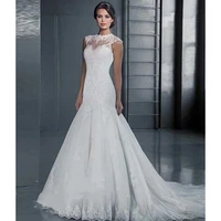 2022 new design mermaid wedding dresses sleevelesss vintage lace long bridal wedding gowns jewel neck vestidos de novia