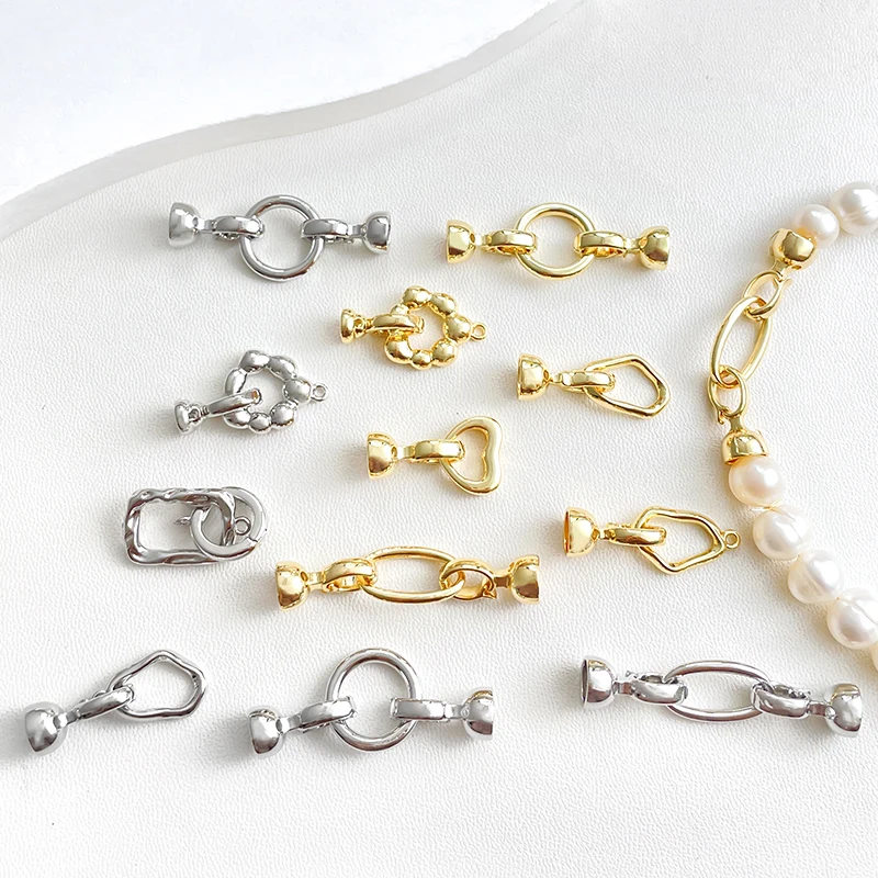 

2 Pieces Brass Plated with Genuine Gold Irregular Connection Buckle DIY Manufacturing Jewelry, Necklace, Bracelet Accessories