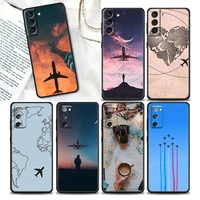 phone case for samsung galaxy s22 s7 s8 s9 s10e s21 s20 fe plus ultra 5g soft silicone case cover aircraft plane airplane