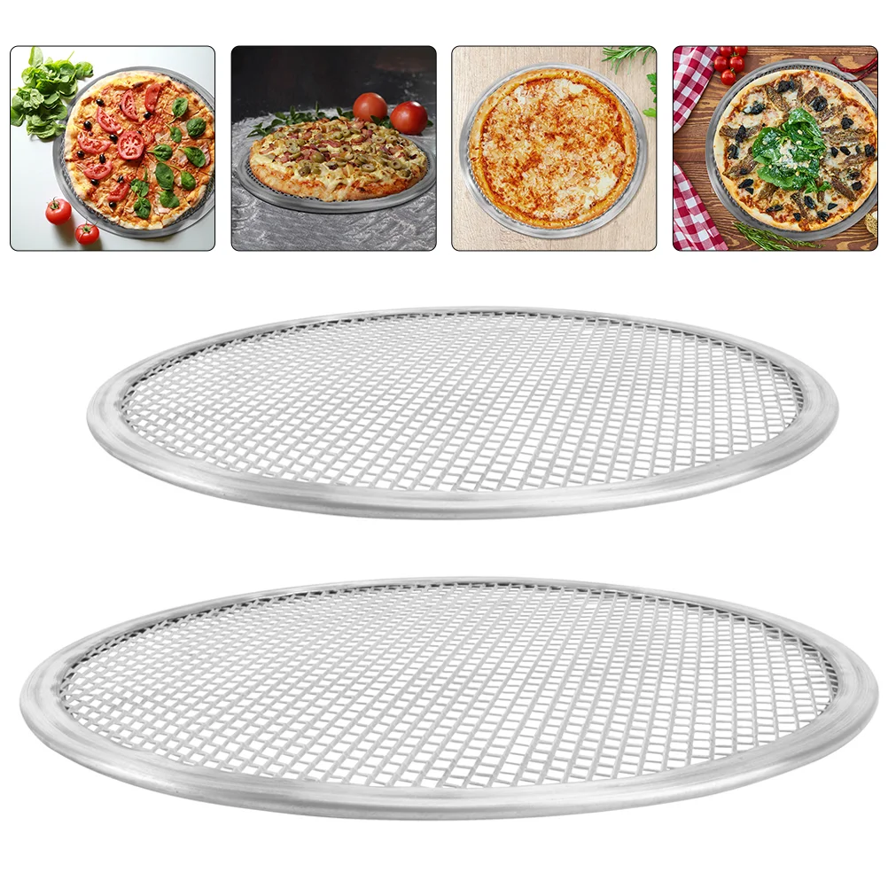 

2Pcs Practical Pizza Plate Multifunctional Pizza Tray Non-Sticky Pizza Pan Oven Pizza Plate