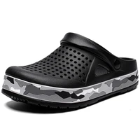 design men slippers summer camouflage leisure hole shoes hollow baotou sandals breathable non slip bathroom shoes slip on slides