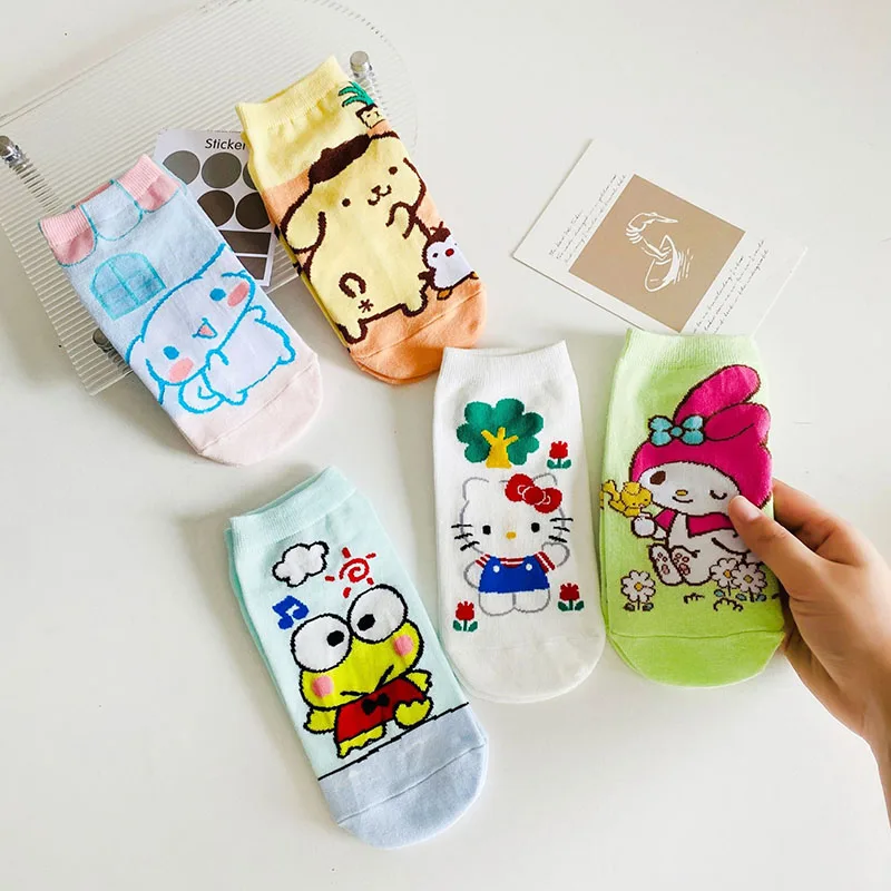 

Kawaii Cotton Socks My Melody Keroppi Cinnamoroll Women Socks Summer Anime Sanrios Cute Sweat-Absorbent Breathable Socks