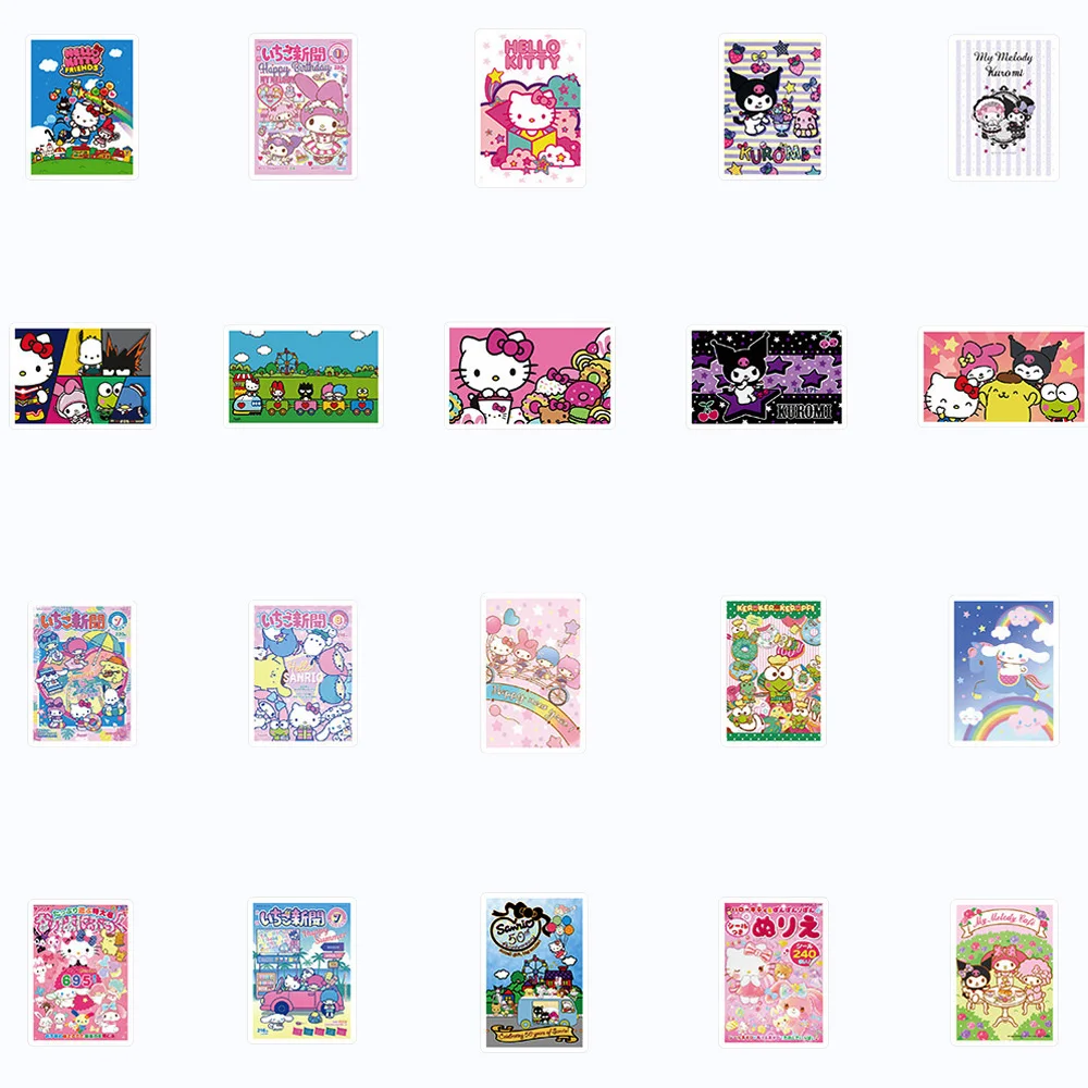 10/30/62pcs Sanrio Hello Kitty My melody Kuromi Stickers Kawaii Girls Cartoon Poster Decals DIY Diary Laptop Phone Kids Sticker images - 6