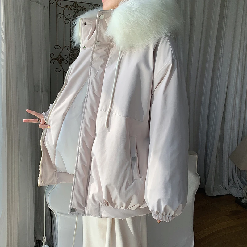 Winter Jacket Men Warm Fashion 3-color Fur Collar Hooded Down Jacket Men Korean Loose Oversize Thick Short Coat Mens Parker