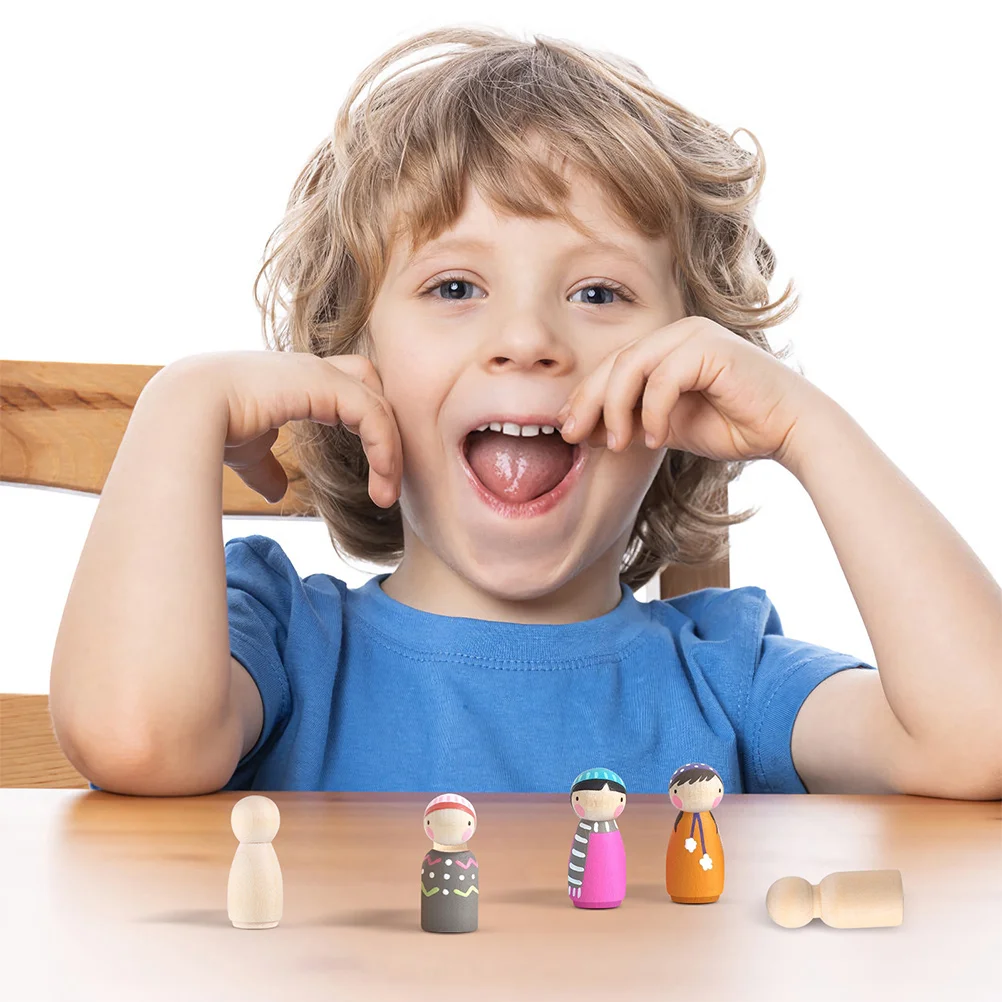 60 шт. маленький деревянный человечек незаконченная живопись куклы настольные