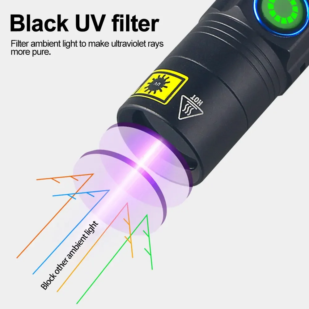 VASTFIRE Blacklight Скорпион 5 Вт УФ-фонарик перезаряжаемый корпус из алюминиевого сплава