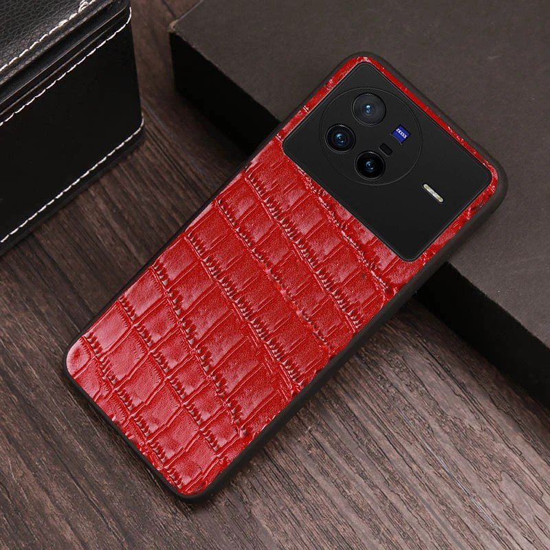 Genuine Leather Phone Case For VIVO X80 X60 X70 X70 X50 pro Nex iQoo 9 8 Pro NeX3 for vivo S15E Litchi grain Stain-proof case