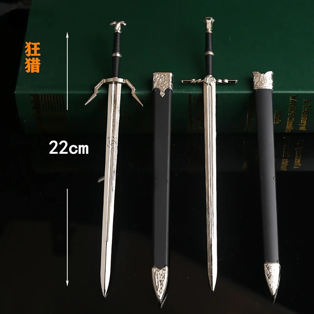 

22cm Steel Sword Geralt of Rivia Witcher Wild Hunt Hearts of Stone Game Peripherals Middle Ages Metal Zinc Alloy Weapon Ornament